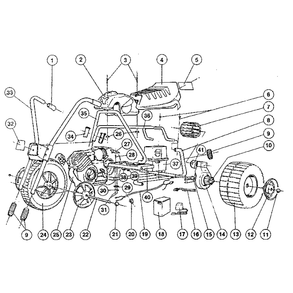 Replacement Parts Diagram and Parts List for 5381  Power Wheels Ride-On Cars